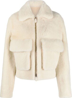 Zip-Up Shearling Jacket-AB