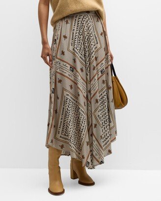 Uhana Graphic-Print High-Low Maxi Skirt