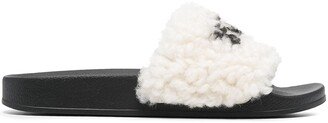 Logo-Print Shearling Slides