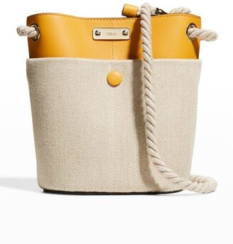 Key Small Linen & Leather Bucket Bag-AA