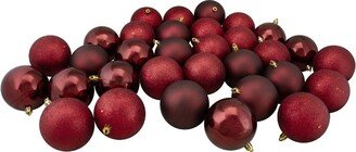 Northlight 60ct Shatterproof 4-Finish Christmas Ball Ornament Set 2.5 - Burgundy