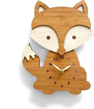 Cute Fox Animal Wall Clock, Baby Shower, Housewarming, Birthday, Nursery Decor, Children's Room