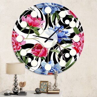 Designart 'Floral Retro Pattern I' Mid-Century wall clock