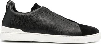 Black Slip-On Leather Sneakers