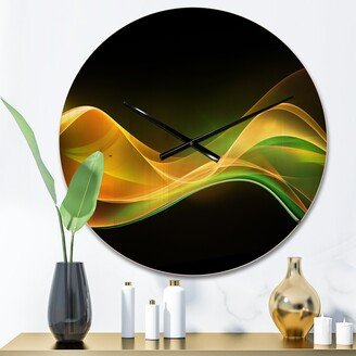 Designart '3D Gold Green Wave Design' Modern Wood Wall Clock