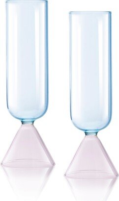 Venice 9 oz Champagne Flute Glasses, Set of 2 - Amethyst, Blue