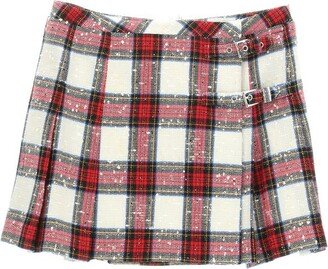 Tartan Check Patterned Box-Pleated Mini Skirt