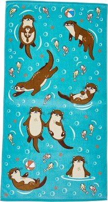 Cotton Vibrant Kids Quick Dry Beach Towel - Great Bay Home (30 x 60, Otters)