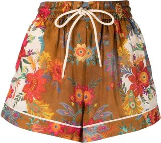 Ginger floral-print silk shorts