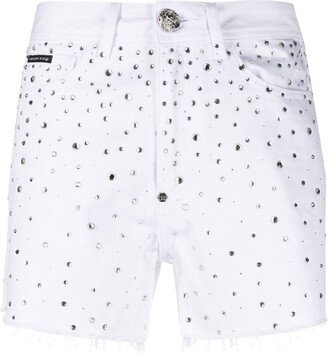 Crystal-Embellished Denim Shorts