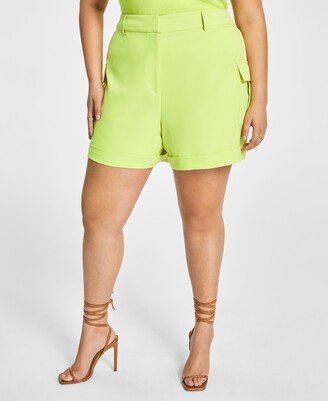 Nina Parker Trendy Plus Size High Rise Cargo Utility Shorts