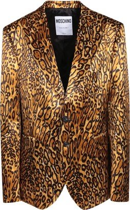 Animal-Printed Single-Breasted Tailored Blazer