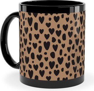 Mugs: Leopard Hearts - Brown Ceramic Mug, Black, 11Oz, Brown