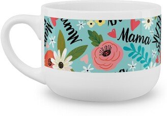 Mugs: Mom's The Word - Multi Latte Mug, White, 25Oz, Blue