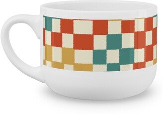 Mugs: Wonky Checkerboard - Multi Latte Mug, White, 25Oz, Multicolor