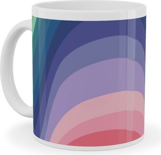 Mugs: Wavy Rainbow Stripes - Multicolor Ceramic Mug, White, 11Oz, Multicolor