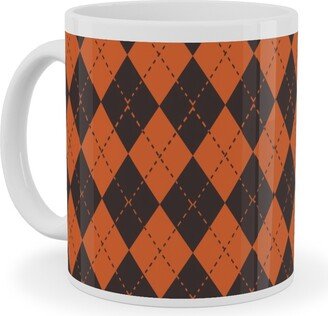 Mugs: Halloween Argyle - Orange And Black Ceramic Mug, White, 11Oz, Orange