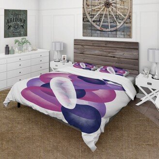 Designart 'Organic Minimalistic Purple And White Shapes' Modern Duvet Cover Set
