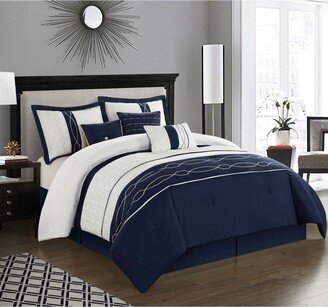 Nanshing Penley 7-Pc. California King Comforter Set - Navy/White