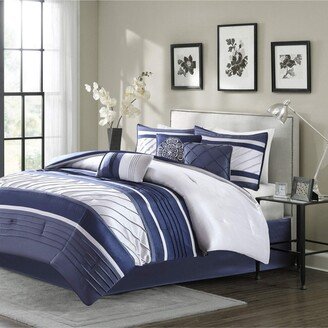 Gracie Mills Blaire 7 Piece Comforter Set, Navy - California King