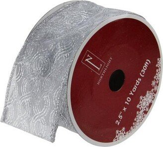 Northlight Silver Shimmering Swirl Christmas Wired Craft Ribbon 2.5