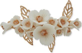 Gold-Tone Bead-Accent Flower Bouquet Hair Barrette