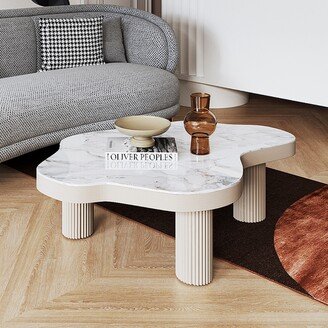 JASIWAY Marble Pattern Coffee Tables with 3 legs, White