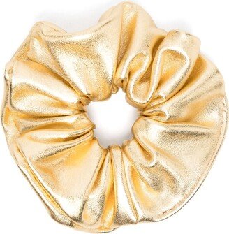 Metallic-Finish Leather Scrunchie