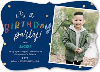 Boy Birthday Invitations: Cuteness Overload Birthday Invitation, Blue, 5X7, Matte, Signature Smooth Cardstock, Bracket