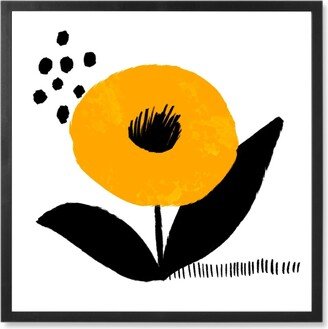 Photo Tiles: Yellow And Black Flower Photo Tile, Black, Framed, 8X8, Yellow