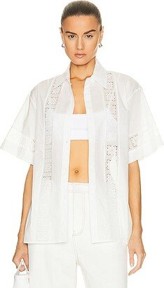 Broderie Trim Shirt in White