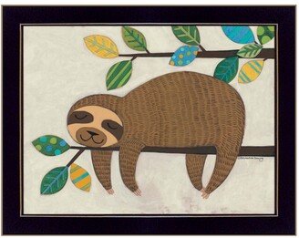 Hanging Sloth Ii by Bernadette Deming, Ready to hang Framed Print, Black Frame, 18