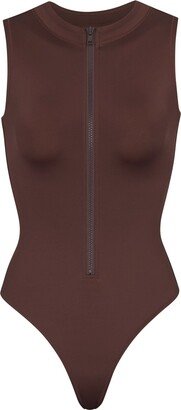 Signature Swim Zip Front Sleeveless One Piece | Cocoa