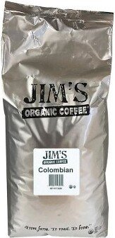 Jim's Organic Coffee Colombian Medium Roast Whole Bean Coffee - 5 lb