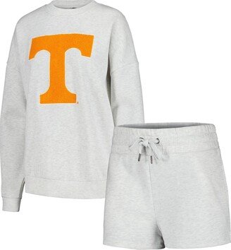 Women's Gameday Couture Ash Tennessee Volunteers Team Effort Pullover Sweatshirt and Shorts Sleep Set