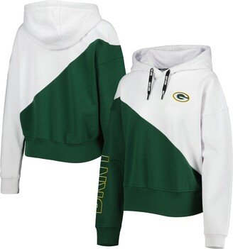 Women's Sport White and Green Green Bay Packers Bobbi Color Blocked Pullover Hoodie - White, Green