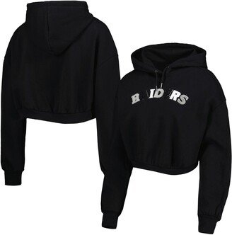 Women's The Wild Collective Black Las Vegas Raiders Cropped Pullover Hoodie