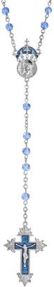 Symbols Of Faith Silver-Tone Sapphire Enamel King of Kings Rosary