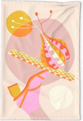 Geometric Bold Tea Towel - Balance By Heidi-Abeline Glamorous Vibrant Pink Mustard High Heels Linen Cotton Canvas Spoonflower