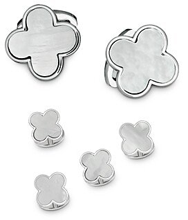 Sterling Silver & Mother-of-Pearl Clover Stud Set