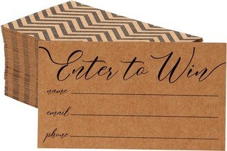 Juvale 200 Pack Enter to Win Cards 3.5x2, Kraft Paper Entry Form Raffle Tickets for Contests, Auctions, Drawings