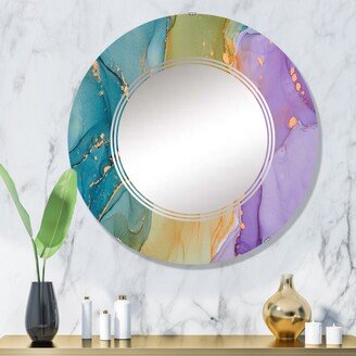 Designart 'Blue And Purple Liquid Art' Printed Modern Wall Mirror