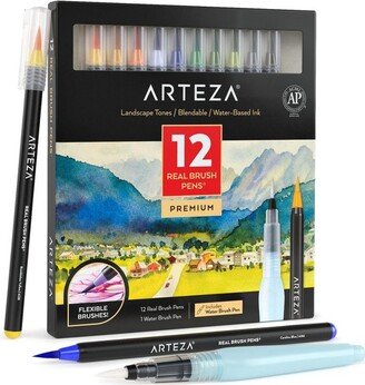 Arteza Real Brush Pens, Landscape Tones - 12 Pack