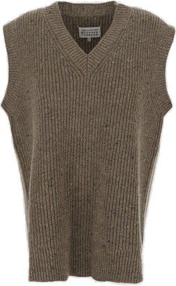 V-Neck Straight Hem Knitted Vest