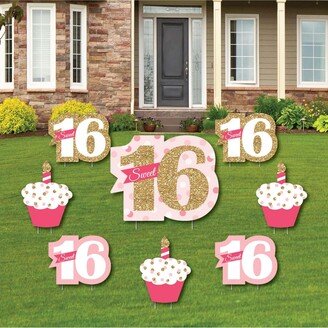 Big Dot Of Happiness Sweet 16 - Outdoor Lawn Decor - 16th Happy Birthday Party Yard Signs - Set of 8