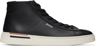 Black Logo High-Top Sneakers