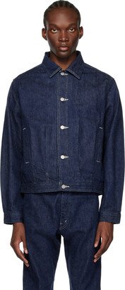 Blue Spread Collar Denim Jacket