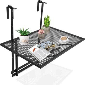 Folding Hanging Table Adjustable Balcony Railing Table Patio Deck