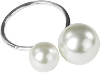 CVL 1 Pc, Faux Pearl Napkin Ring - Silver