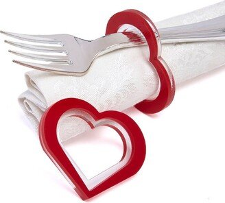 RCZ Decor RCZ Décor Elegant Heart Napkin Rings Set of 8, Valentines Day Napkin Holders for Table Setting - Red